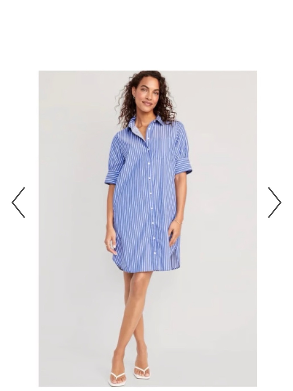 Old Navy Blue and White Striped Button-Front Mini Dress